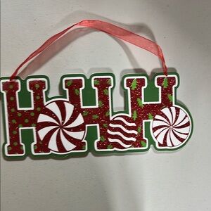 Festive 'Ho Ho Ho' Holiday Ornament - Red and Green
